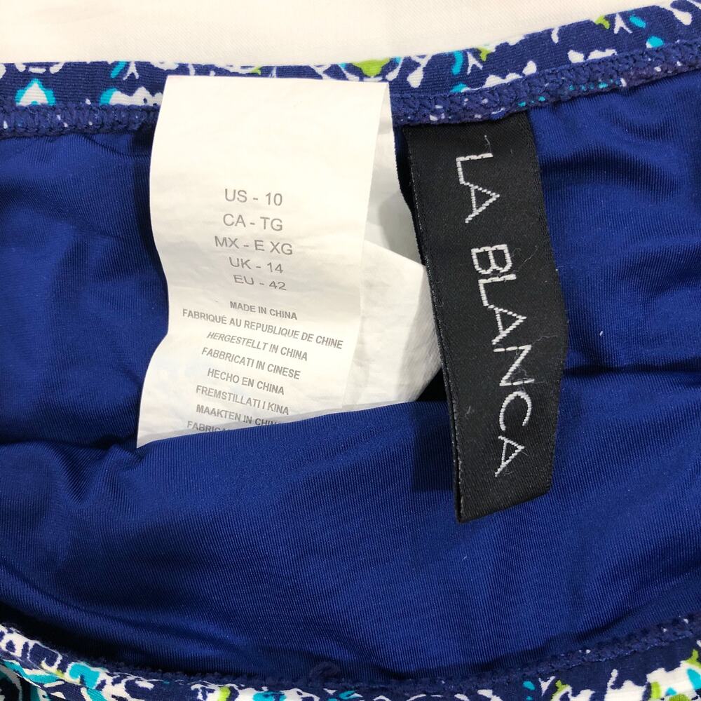 La Blanca Blue Tuvalu Tapa Front Tie 2 Piece Bikini Swim Set - Picture 5 of 7